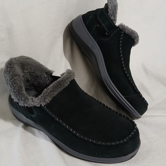 Orthofeet Suede Sherpa Lined Shoes Women’s 8 B Medium Black/Black Step-In heel - Picture 14 of 16